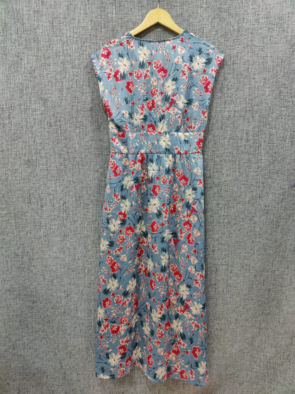 ZARA Blue And Rose Printed Sleeveless Jumpsuit | Relove