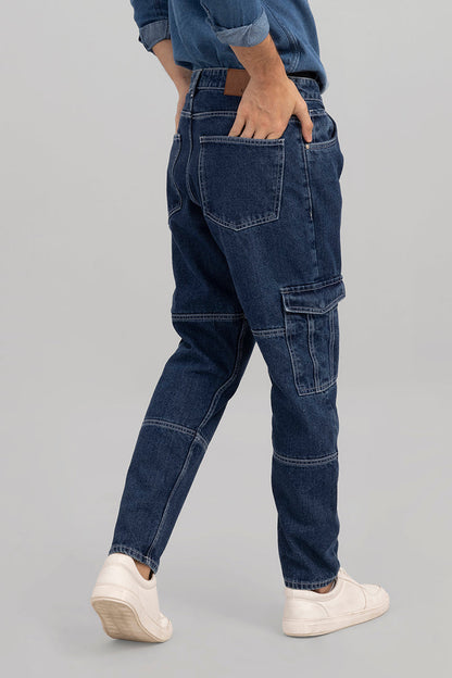 Hefty Mid Blue Cargo Baggy Jeans | Relove