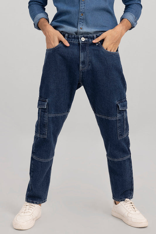 Hefty Mid Blue Cargo Baggy Jeans | Relove