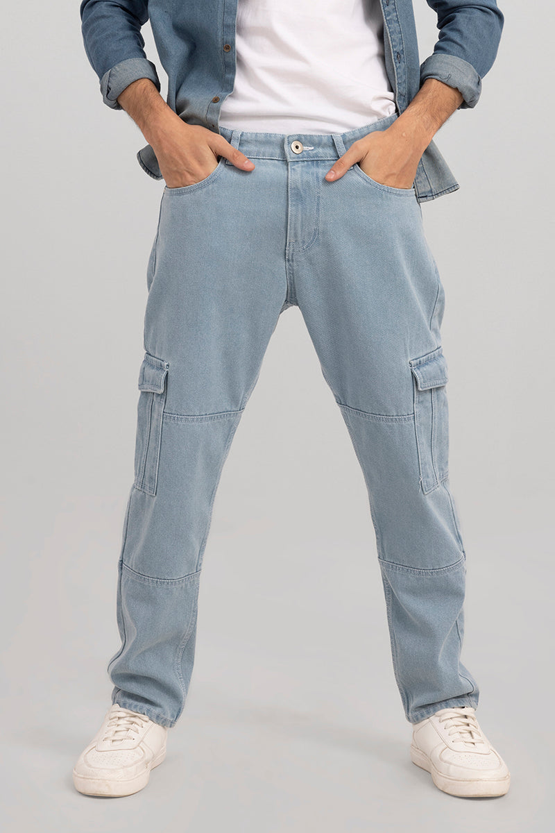 Heft Sky Blue Cargo Baggy Jeans | Relove