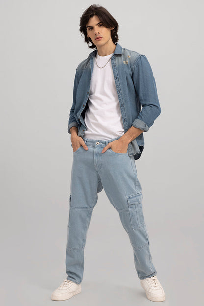 Heft Sky Blue Cargo Baggy Jeans | Relove