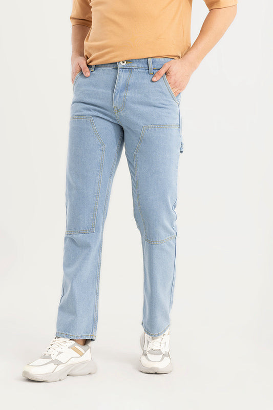 Looped Sky Blue Straight Fit Carpenter Jeans | Relove