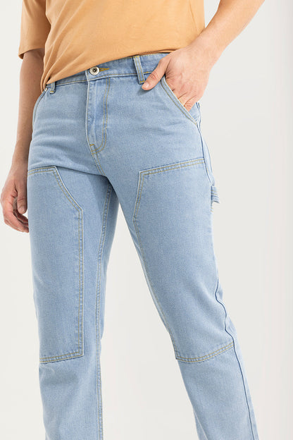 Looped Sky Blue Straight Fit Carpenter Jeans | Relove
