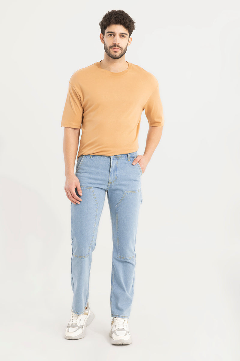Looped Sky Blue Straight Fit Carpenter Jeans | Relove