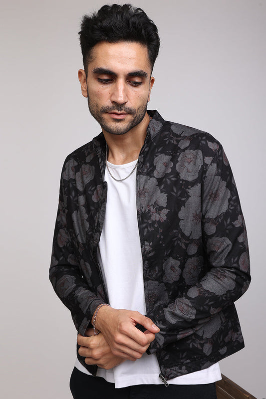 Midnight Floral Black Printed Jacket | Relove