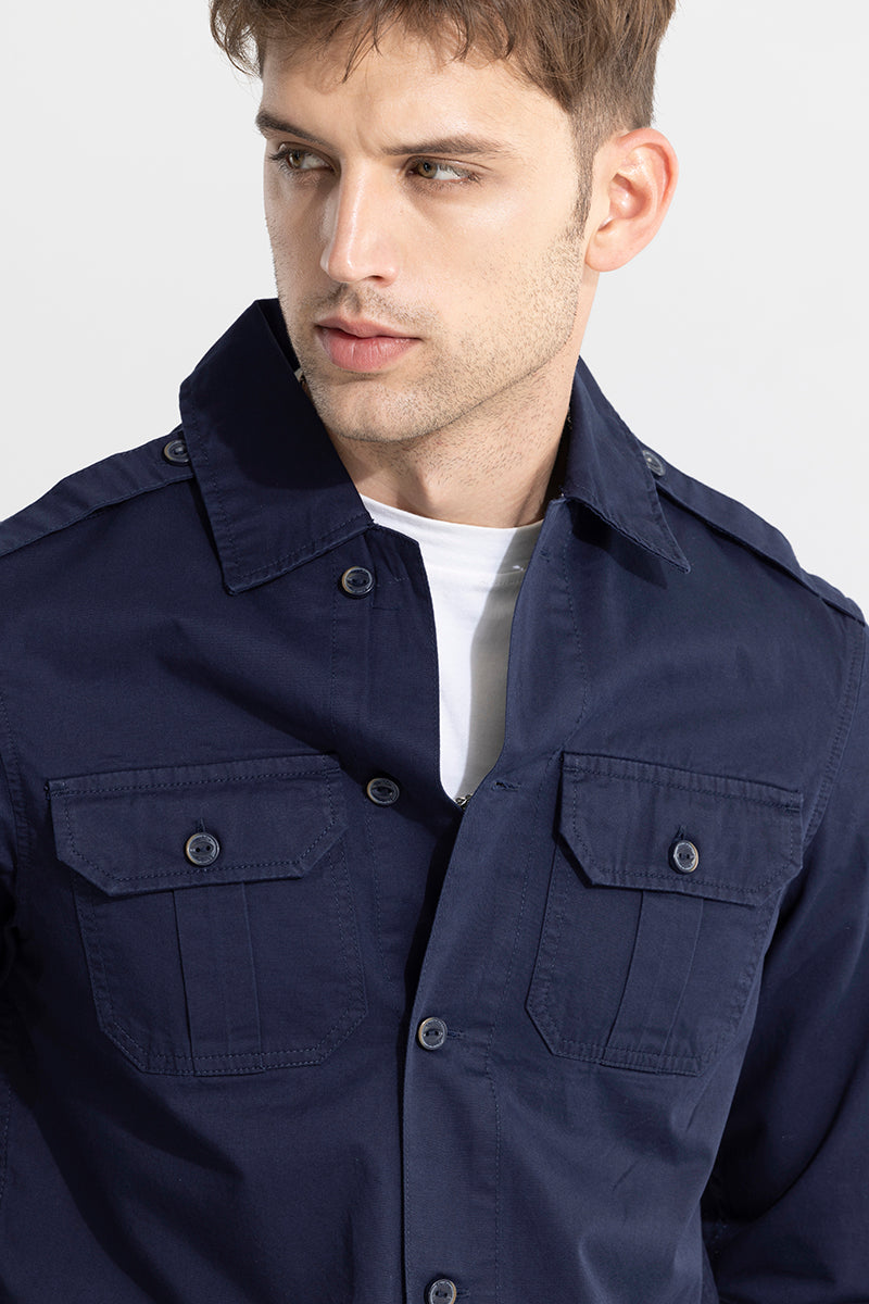 WingFlap Navy Overshirt | Relove