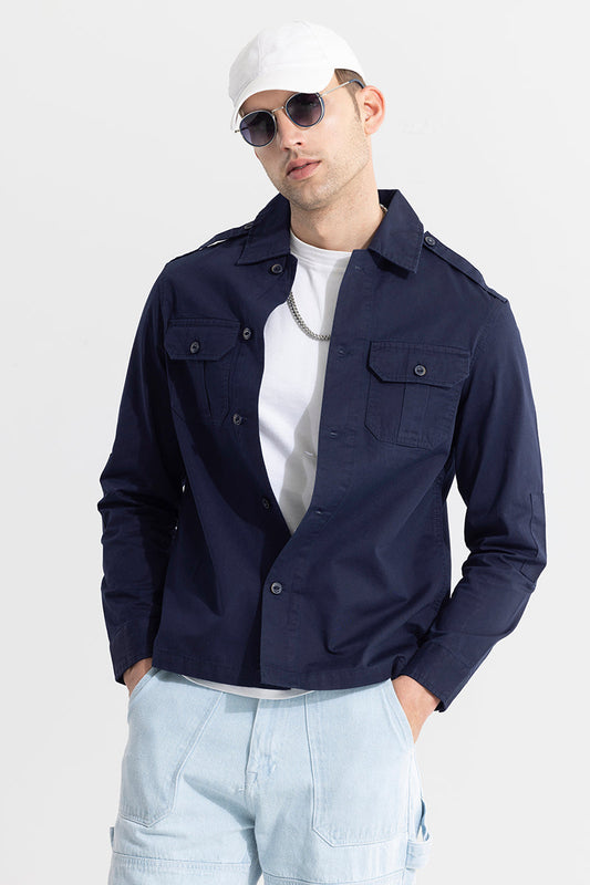 WingFlap Navy Overshirt | Relove