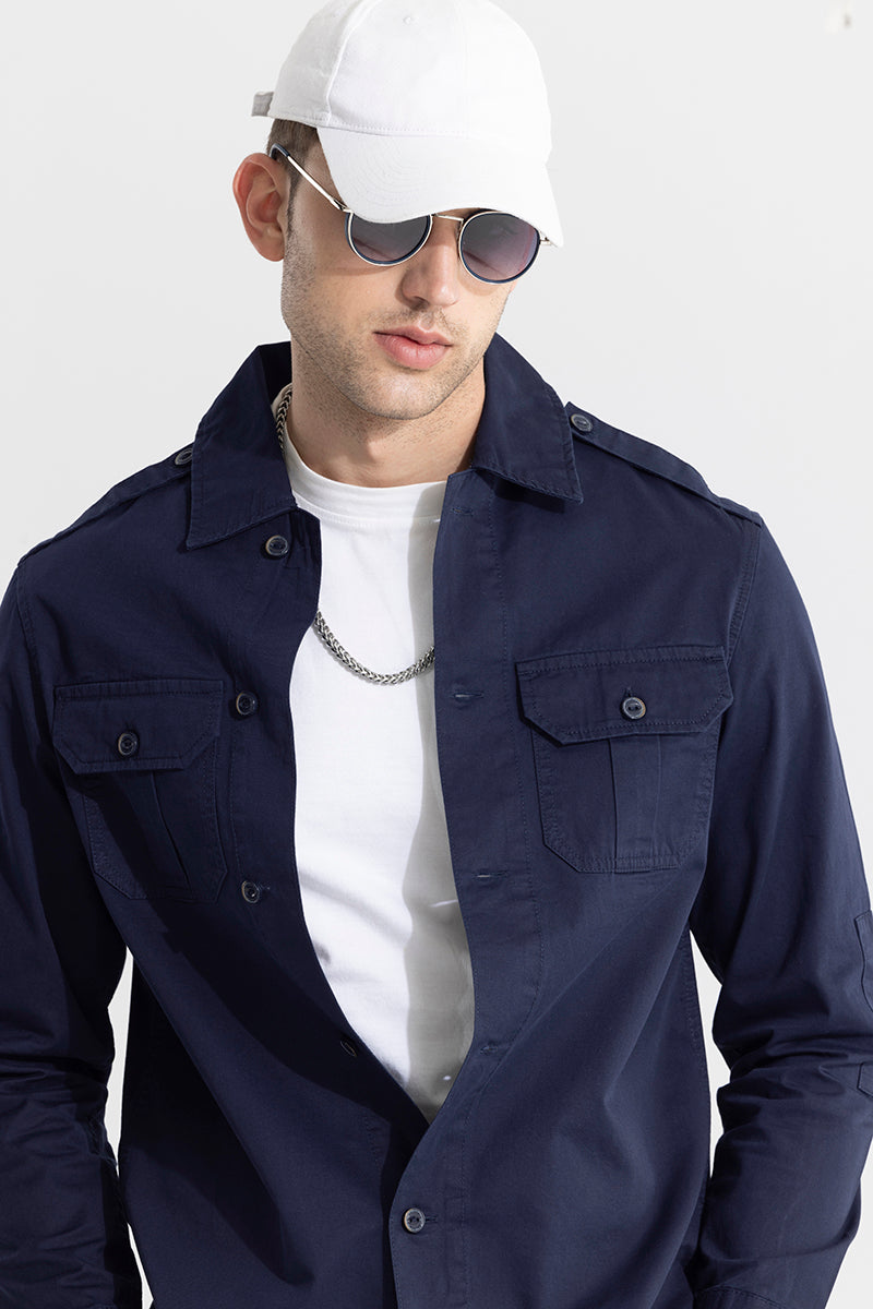 WingFlap Navy Overshirt | Relove