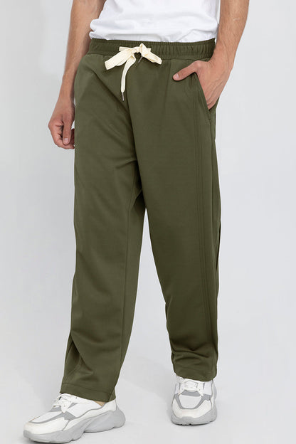 Waffle Knit Olive Relaxed Fit Pant | Relove