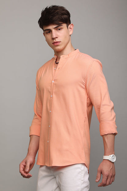 Standup Collar Royal Orange Shirt | Relove
