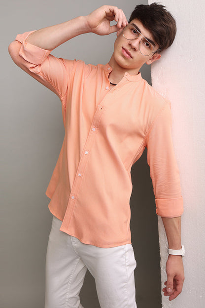 Standup Collar Royal Orange Shirt | Relove
