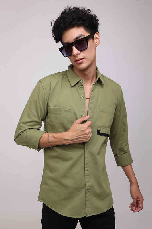 Twin Pocket Olive Shirt | Relove