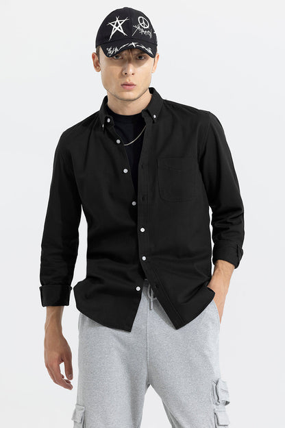 V Pocket Black Shirt | Relove