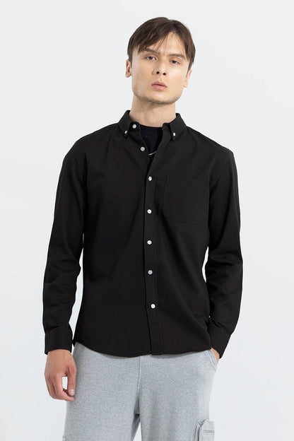 V Pocket Black Shirt | Relove