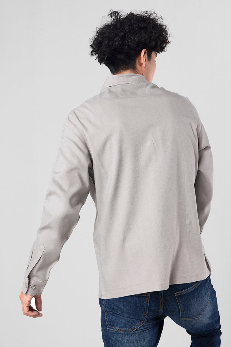 Aquae Pearl Grey Linen Overshirt | Relove