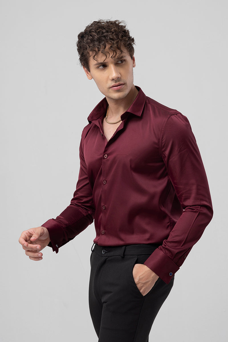 Double Cuff Maroon Shirt | Relove