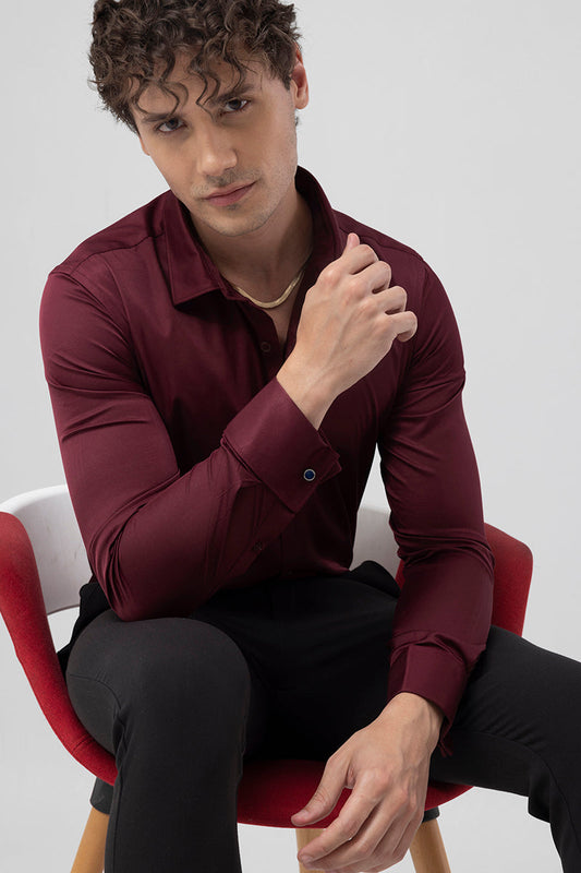 Double Cuff Maroon Shirt | Relove