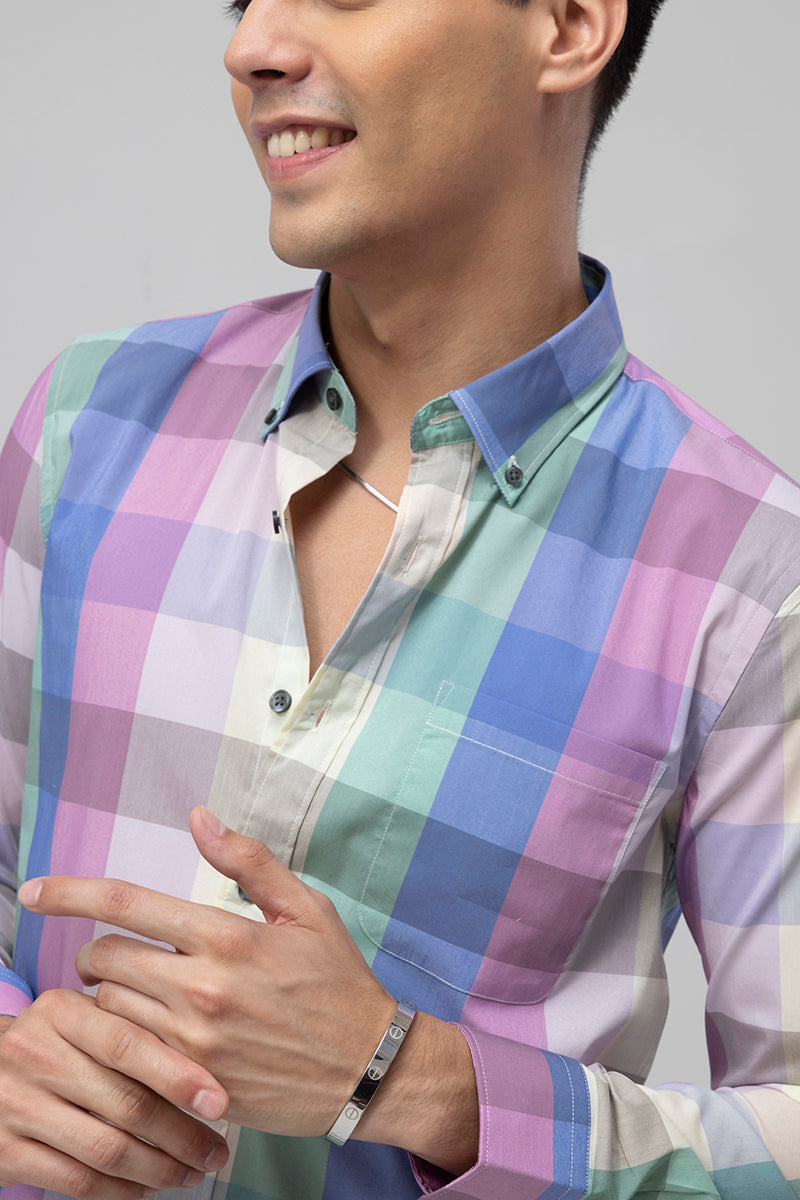 Gradient Checks Multicolour Shirt | Relove