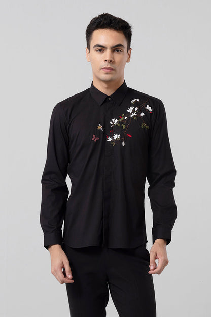 Honeydew Embroidered Black Shirt | Relove