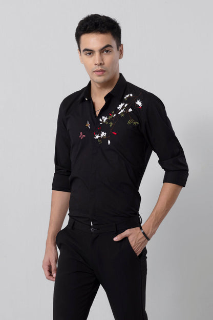 Honeydew Embroidered Black Shirt | Relove