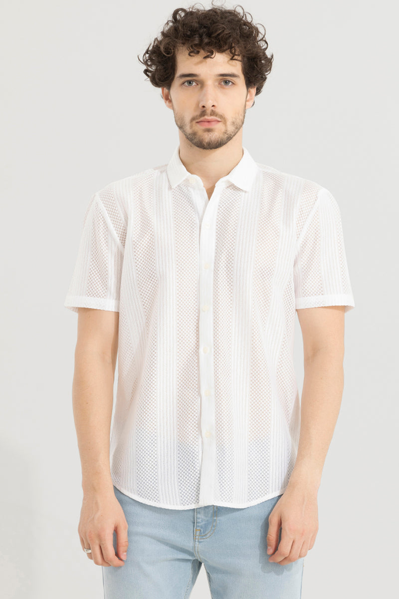 Hawaiian Hakoba Combination White Shirt | Relove