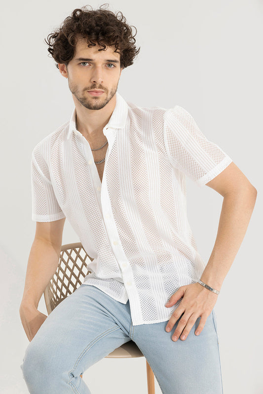 Hawaiian Hakoba Combination White Shirt | Relove