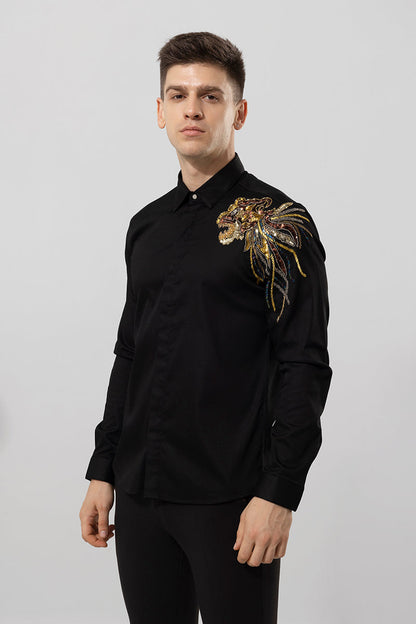 Leon Black Embroidery Shirt | Relove
