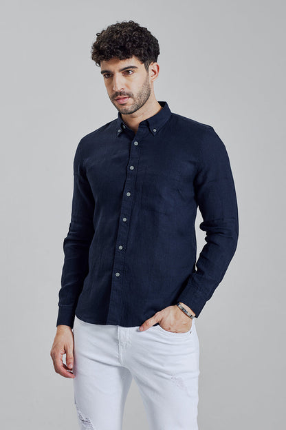 Mould Linen Navy Shirt | Relove
