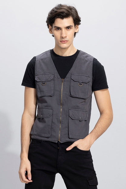 Hawker Grey Multipocket Gilet | Relove