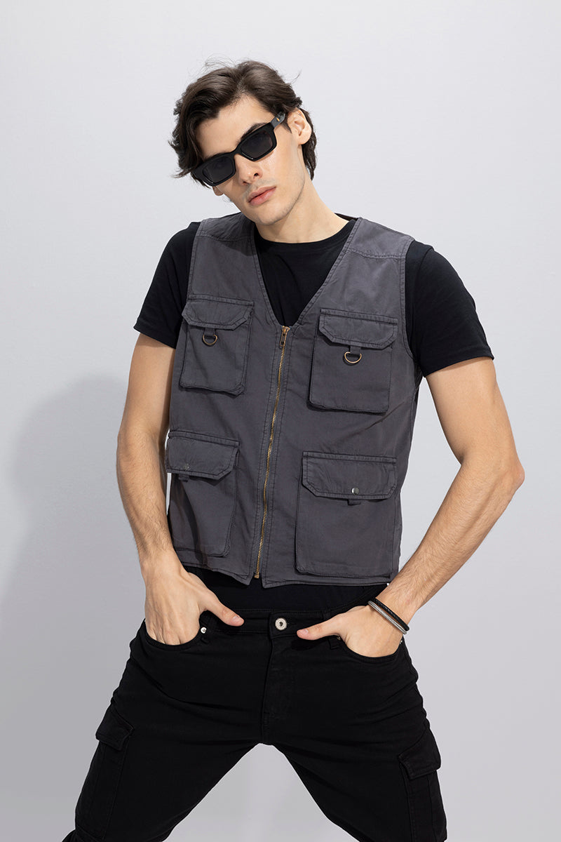 Hawker Grey Multipocket Gilet | Relove