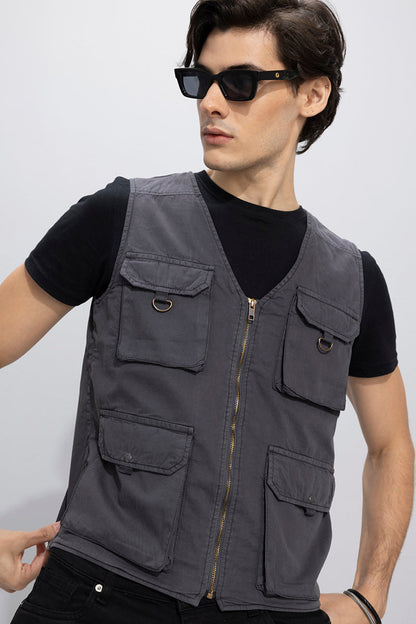 Hawker Grey Multipocket Gilet | Relove