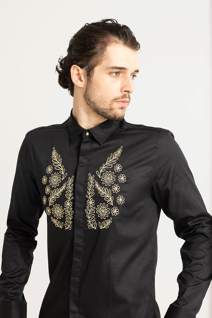 Florists Black Embroidery Shirt | Relove