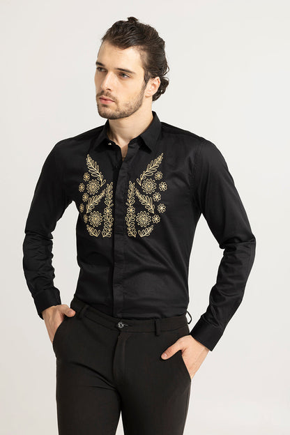 Florists Black Embroidery Shirt | Relove