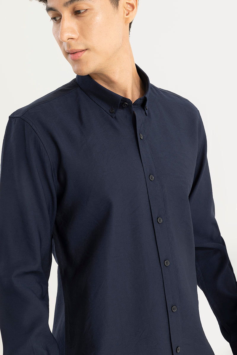 Crape Cotton Navy Shirt | Relove