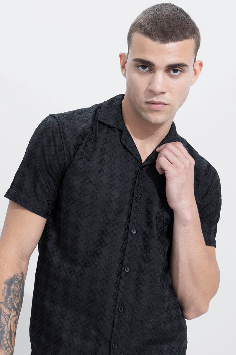 Diamond Cut Black Embroidery Shirt | Relove