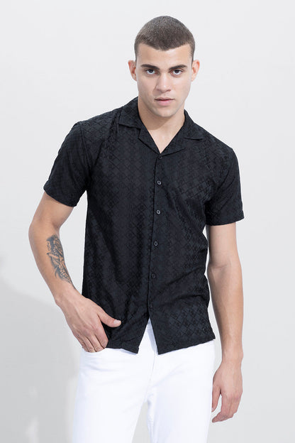 Diamond Cut Black Embroidery Shirt | Relove