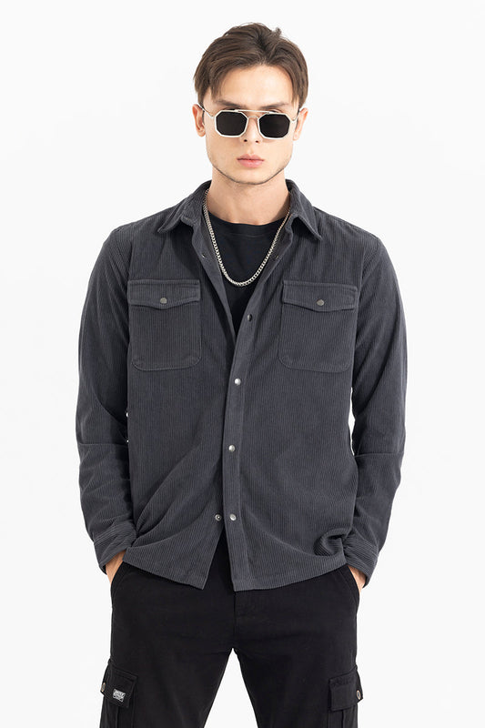 Jezzi Ash Grey Corduroy Overshirt | Relove