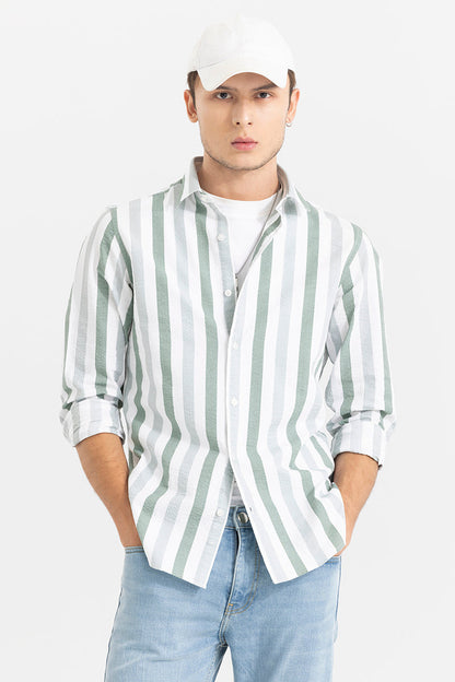 Boring Stripe Green Seersucker Shirt | Relove