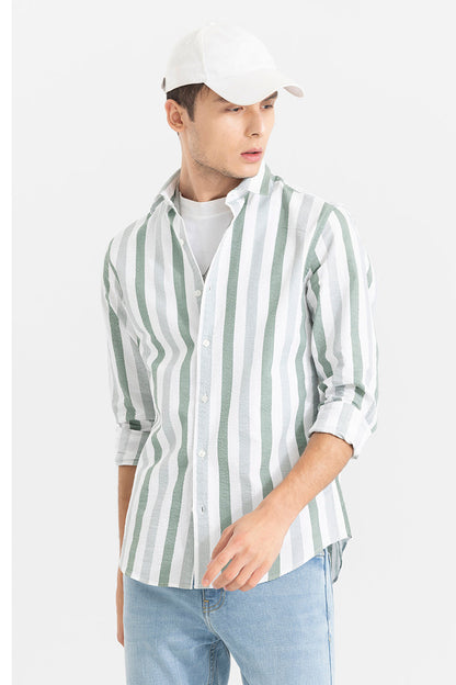 Boring Stripe Green Seersucker Shirt | Relove