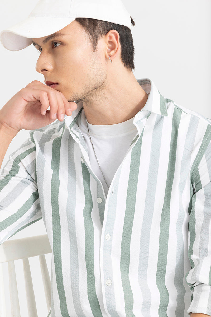 Boring Stripe Green Seersucker Shirt | Relove