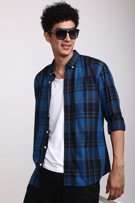 Quirky Checks Azure Blue Shirt | Relove