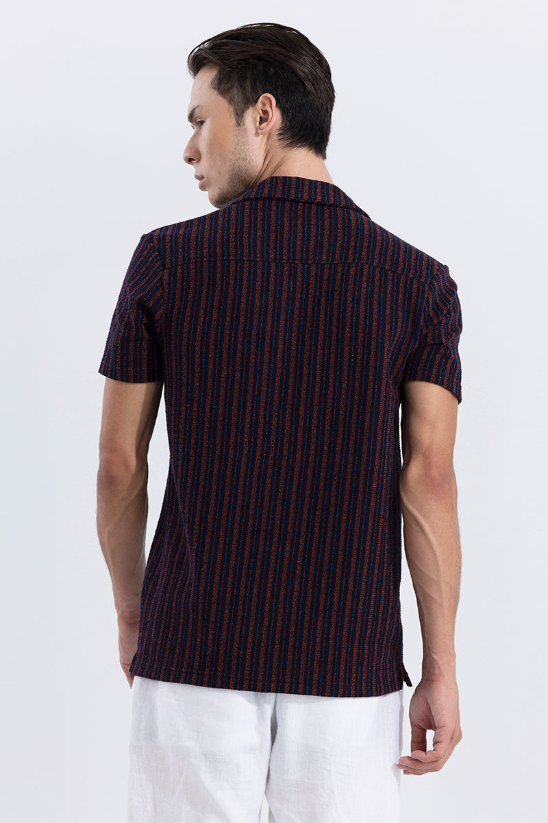 Blaze Stripe Brick Red Knitted Shirt | Relove