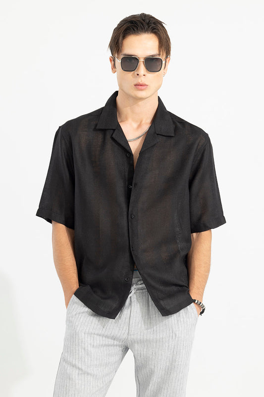 Sheer Tranquility Black Oversized Shirt | Relove