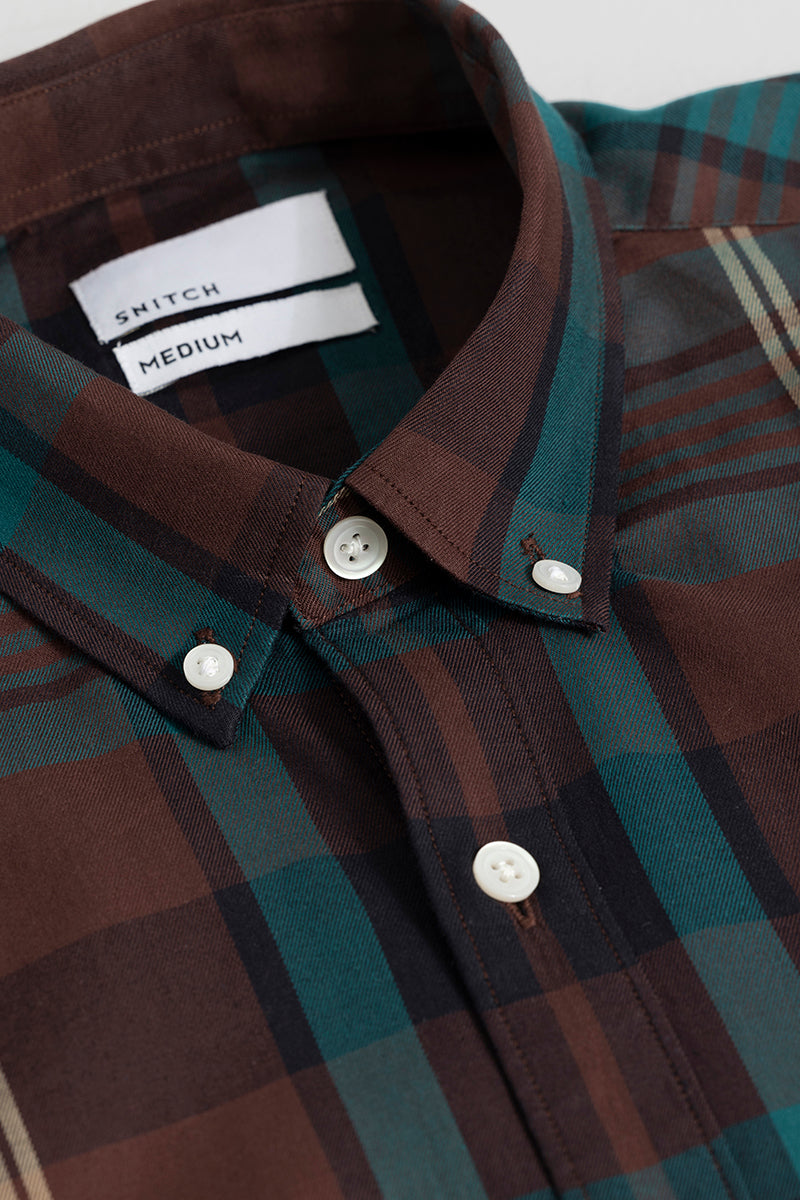 Modest Check Dark Brown Shirt | Relove