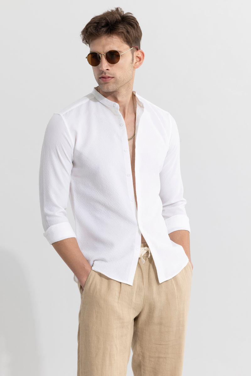 Mandarin Neckline White Shirt | Relove