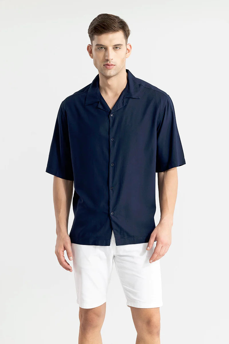Mateo Dark Blue Oversized Shirt | Relove