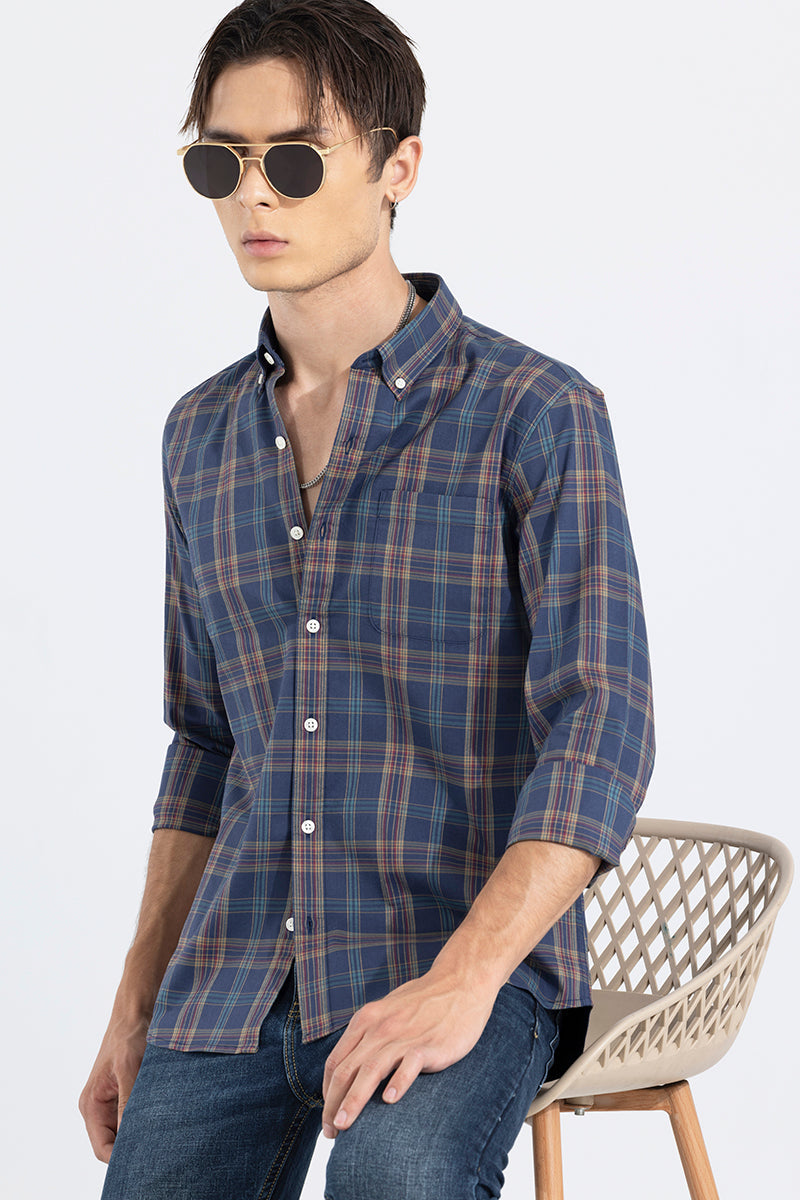 Widespread Check Blue Shirt | Relove