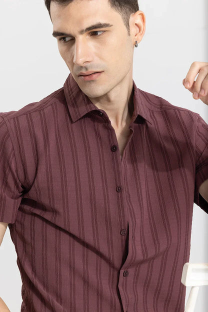 Wrinkled Stripe Brick Red Shirt | Relove