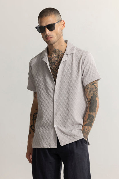 Cross Diamond Textured Grey Shirt | Relove