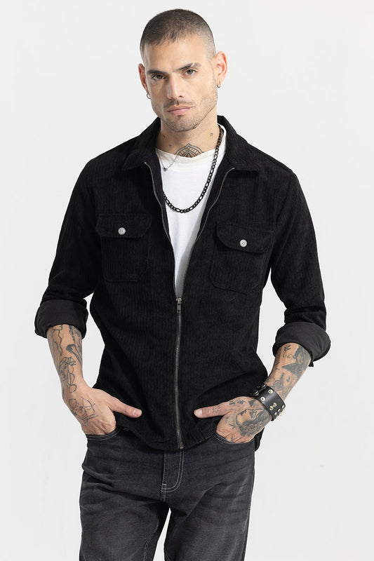 Ribcord Black Corduroy Overshirt | Relove